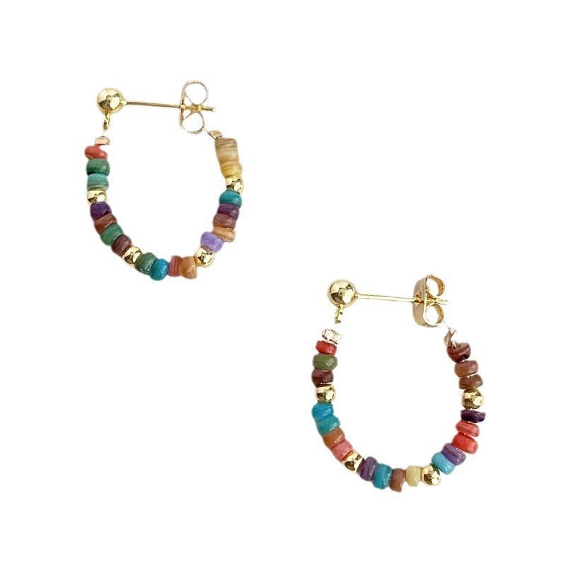Handmade Bohemian Shell Ring Stud Earrings - Alba Vaga