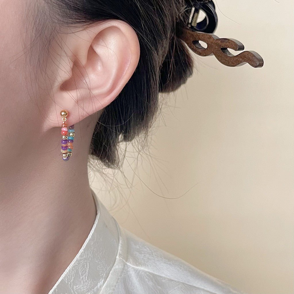 Handmade Bohemian Shell Ring Stud Earrings - Alba Vaga