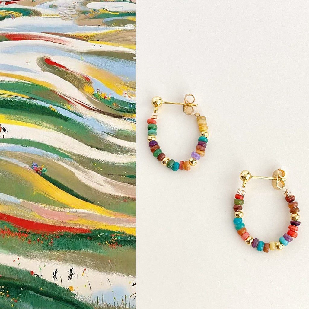 Handmade Bohemian Shell Ring Stud Earrings - Alba Vaga