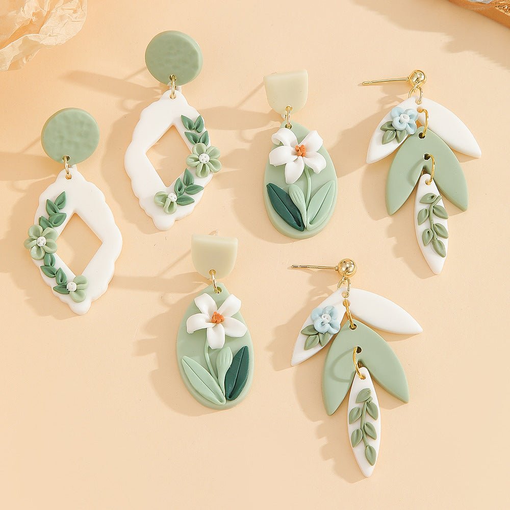 Handmade Floral Polymer Clay Earrings - Alba Vaga