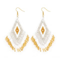 Handwoven Rice Bead Buckle Earrings – Light Luxury Summer Boho Jewelry - Alba Vaga