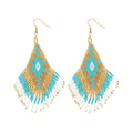 Handwoven Rice Bead Buckle Earrings – Light Luxury Summer Boho Jewelry - Alba Vaga