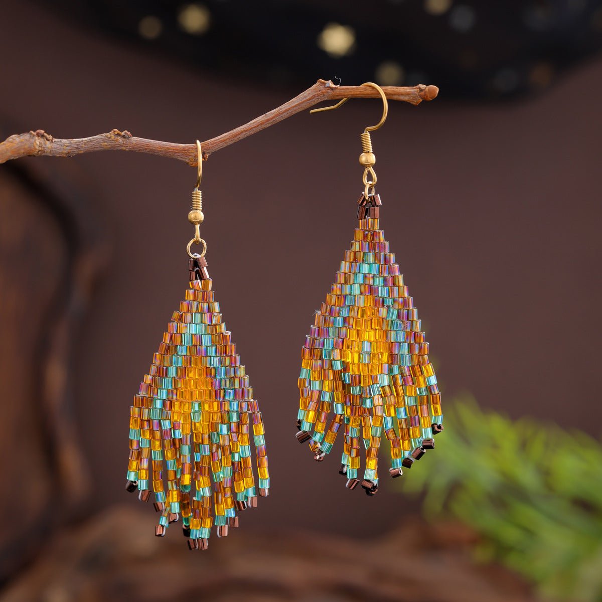 Handwoven Rice Bead Buckle Earrings – Light Luxury Summer Boho Jewelry - Alba Vaga
