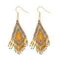Handwoven Rice Bead Buckle Earrings – Light Luxury Summer Boho Jewelry - Alba Vaga