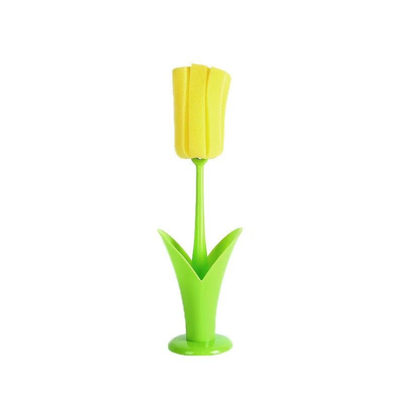 Tulip Cup Brush – Long Handle Removable Sponge Cleaning Tool for Glasses & Bottles - Alba Vaga