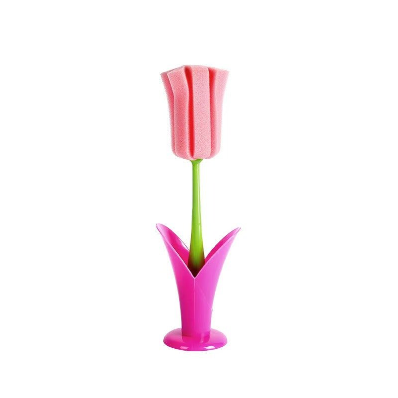 Tulip Cup Brush – Long Handle Removable Sponge Cleaning Tool for Glasses & Bottles - Alba Vaga